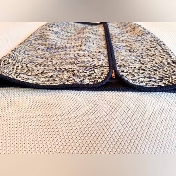 J. CREW Navy Tweed Skirt w Gold Zipper Front Slit - Picture 9 of 15